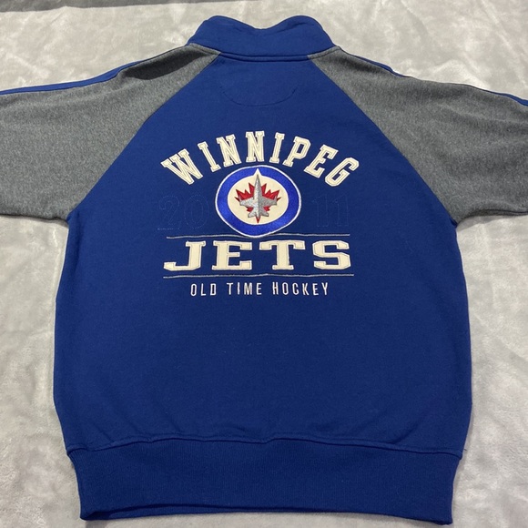 Winnipeg Jets NHL old time hockey 1/4 zip sweater 2011 embroidered logos size S - Picture 7 of 7